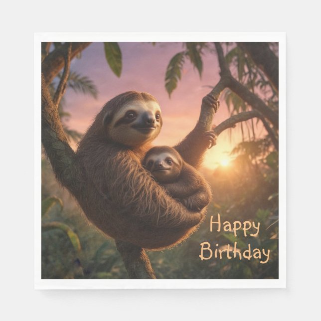 Servilleta De Papel Mama y Baby Sloth (Anverso)