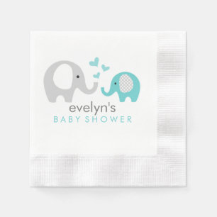 Servilleta De Papel Mamá y bebé Elefante Baby Shower Napkins Azul