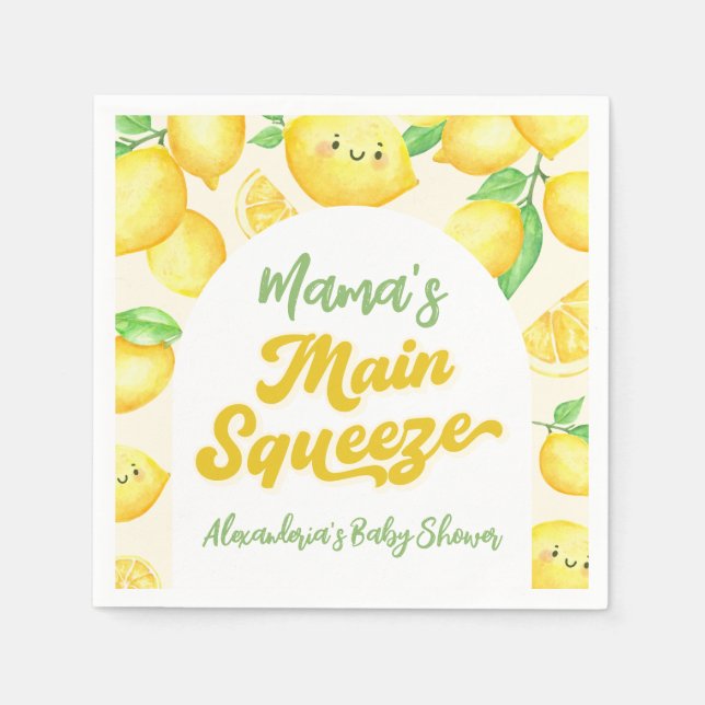 Servilleta De Papel Mama's Main Squeeze Lemon Baby Shower  (Anverso)