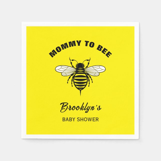 Servilleta De Papel Mami To Bee Baby Shower Black Guay Stylish (Anverso)