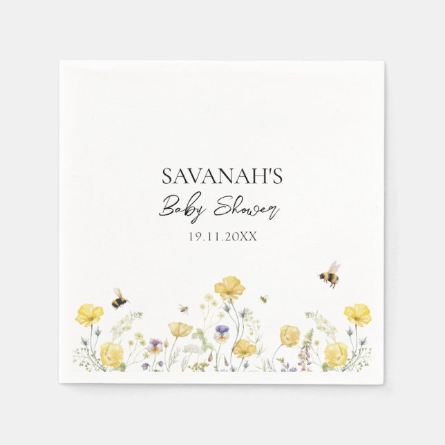 Servilleta De Papel Mami to Bee Wildflower Baby Shower (Anverso)