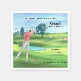 Servilleta De Papel Man Golf Player Swinging Fifties 50th Birthday