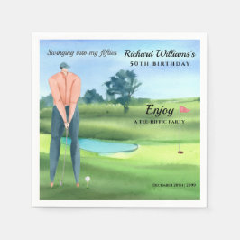 Servilleta De Papel Man Golf Player Swinging Into My 50th Birthday