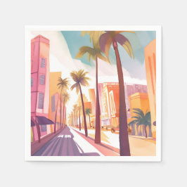 Servilleta De Papel Mañana de Miami | Pintura de South Beach al Acuare
