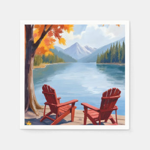 Servilleta De Papel Mañana junto al lago Arte de paisaje montañoso t