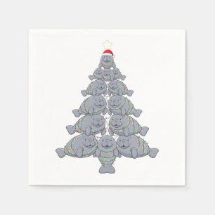 Servilleta De Papel Manatí festivo árbol de Navidad con océano mágico