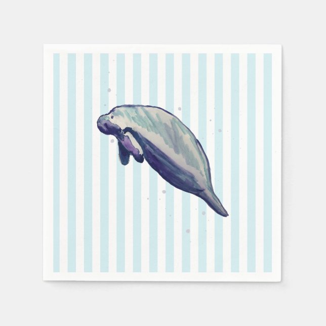Servilleta De Papel Manatí Pintura Salpicadura Franja Azul (Anverso)