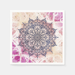 Servilleta De Papel Mandala Alegre Aéreo Rosa Purpura Amarillo Azul y 