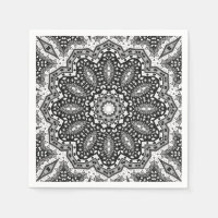 Mandala blanca negra, caleidoscopio, ornamento red