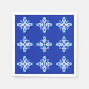 Servilleta De Papel Mandala de cuatro puntos: orquídea, azul y cobalto