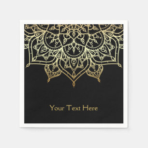 Servilleta De Papel Mandala Dorada Chic Negro Moderno Glam Fiesta