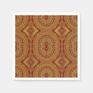 Servilleta De Papel Mandala dorada en rojo