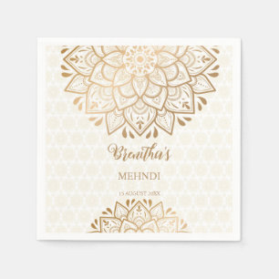 Servilleta De Papel Mandala dorada Nombre personalizado Mehndi
