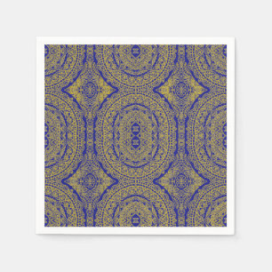 Servilleta De Papel Mandalá Dorado Sobre Azul