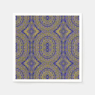 Servilleta De Papel Mandalá Dorado Sobre Azul
