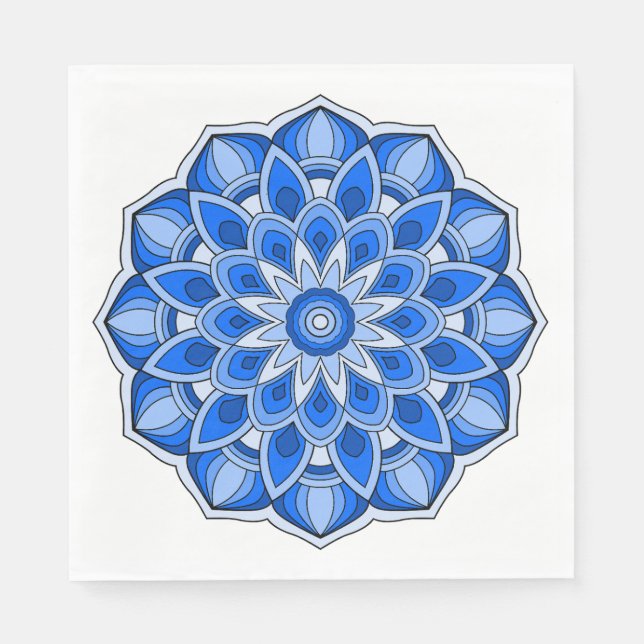 Servilleta De Papel Mandala en azul (Anverso)