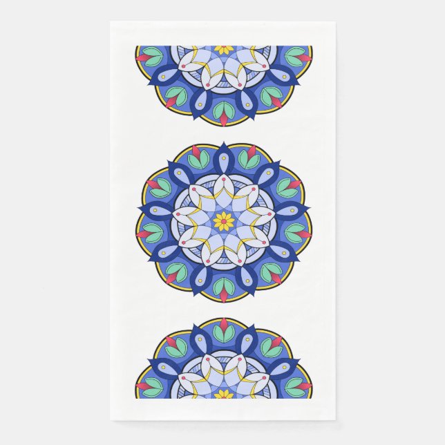 Servilleta De Papel Mandala en azul  (Anverso)