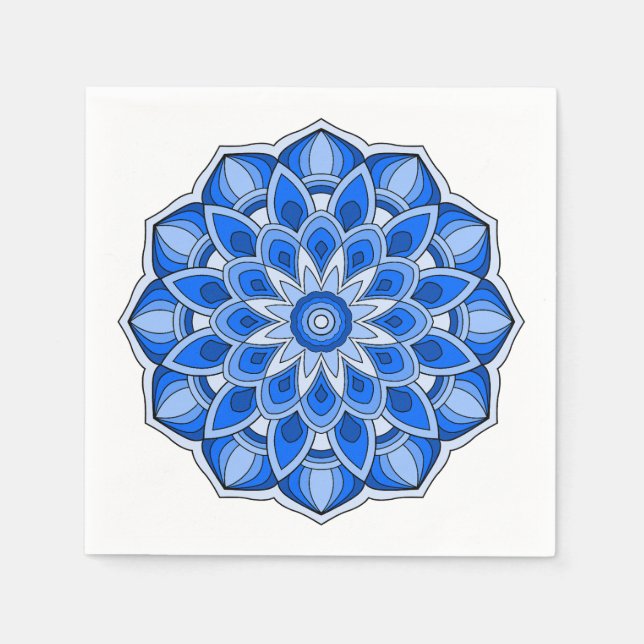 Servilleta De Papel Mandala en azul (Anverso)