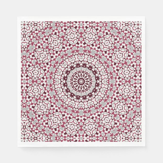 Servilleta De Papel Mandala es gris borgoña (Anverso)