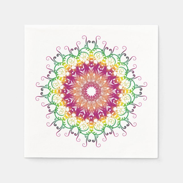 Servilleta De Papel Mandala floral étnica. (Anverso)