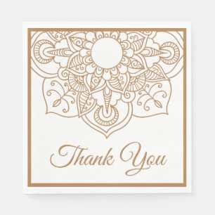 Servilleta De Papel Mandalá Gracias Marrón Boho Boda Moderna India