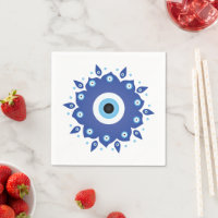 Mandala griega malvado Ojo Azul Blanco