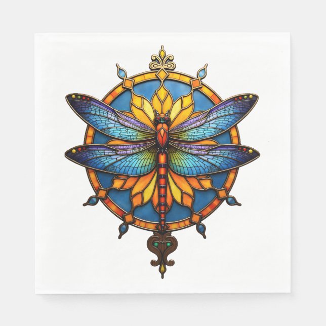 Servilleta De Papel Mandala Libélula Luminosa Geometría Sagrada Espiri (Anverso)