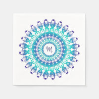 Mandala verde azulada étnica.