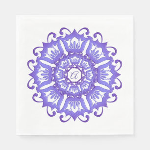 Servilleta De Papel Mandala violeta floral. Monograma
