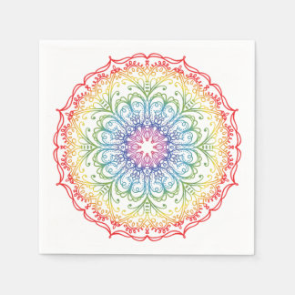 Servilleta De Papel Mandalas con degradado ómbre de arcoíris