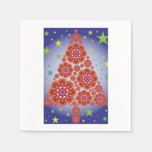 Servilleta De Papel Mandalas de árbol de Navidad Estrellas Rojo Azul V