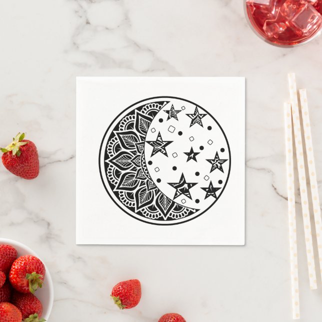 Servilleta De Papel Mandalas de Luna y Estrellas (In situ)