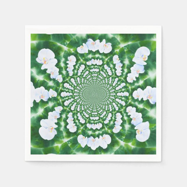 Servilleta De Papel Mandalas de Orquídea Blanca (Anverso)