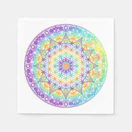 Servilleta De Papel Mandalas Flor de la Vida Arcoíris