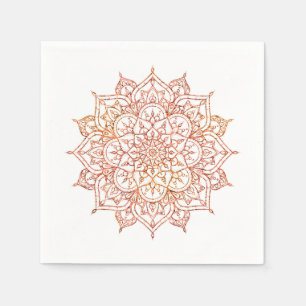 Servilleta De Papel Mandalas Rosa y Naranja sobre Glam Blanco