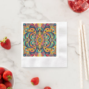 Servilleta De Papel Mandalas Sinfonía de Color – Floral Psicodélico In