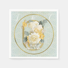 Servilleta De Papel Mandalas verdes, amarillas y blancas sin foco