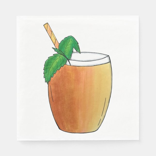 Servilleta De Papel Mango Lassi refresca bebida de fruta de yogur indi (Anverso)