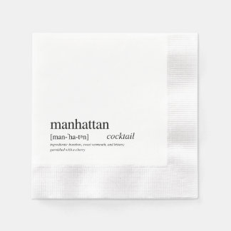 Servilleta De Papel Manhattan Cocktail Typografía negra moderna
