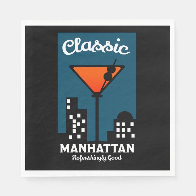 Servilleta De Papel Manhattan Cocktail Wall Art (Anverso)