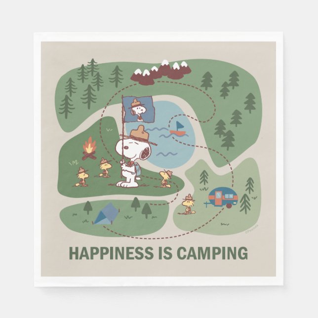 Servilleta De Papel Maní | Mapa del campamento Snoopy & Woodstock (Anverso)