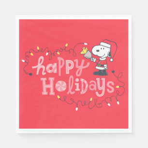 Servilleta De Papel Maní   Snoopy & Woodstock Santa Claus