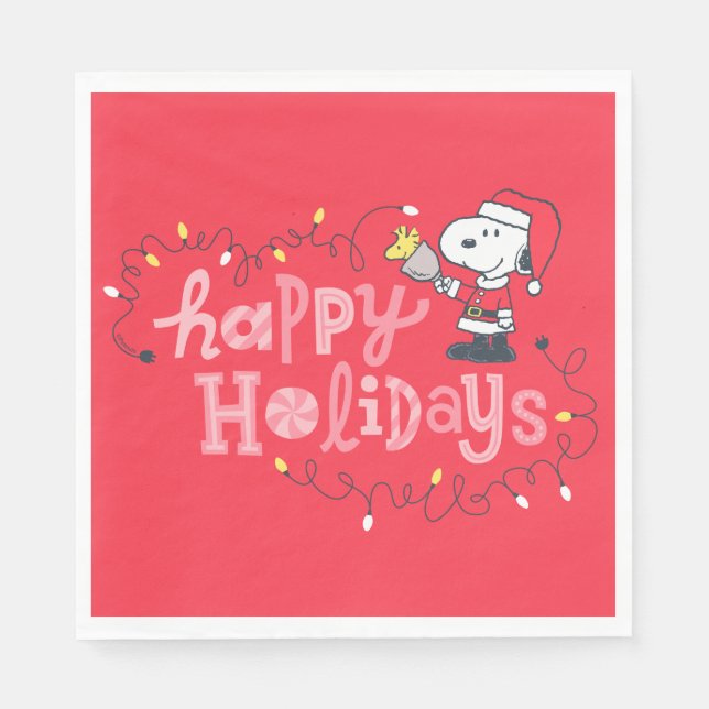 Servilleta De Papel Maní | Snoopy & Woodstock Santa Claus (Anverso)