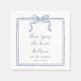 Servilleta De Papel Mano azul dibujada está atando las servilletas Kno