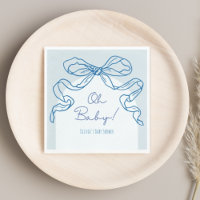 Mano azul retro caprichoso trenzado de Baby Shower