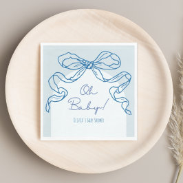 Servilleta De Papel Mano azul retro caprichoso trenzado de Baby Shower