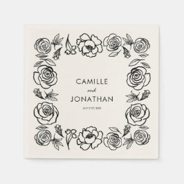 Servilleta De Papel Mano capilar de papel Boda floral dibujado a mano