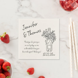 Servilleta De Papel Mano capilar dibuja Boda de champán floral