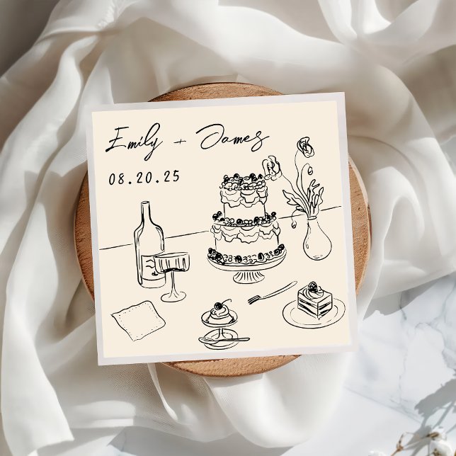 Servilleta De Papel Mano caprichosa dibuja toallas de Boda de pasteles (Subido por el creador)