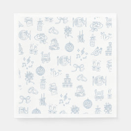 Servilleta De Papel Mano caprichosa dibujada azul Boda ilustrado